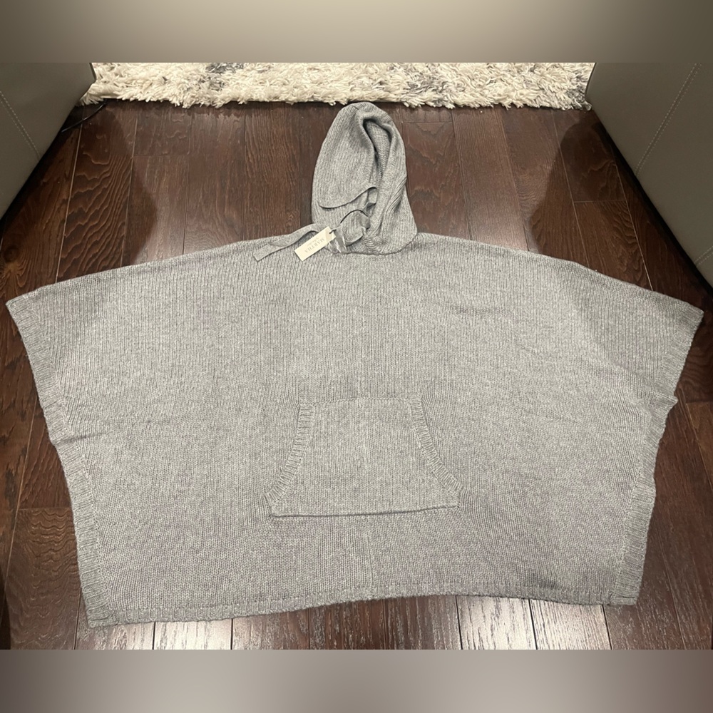 Martha Stewart Poncho Sweater Pullover Women Size L/XL Gray Cashmere blend NEW